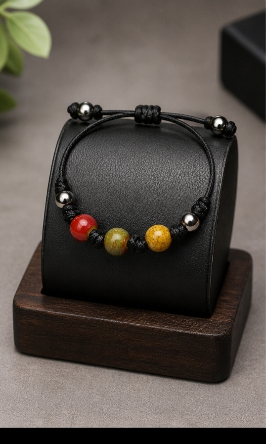 Pulsera Tribal Unisex — Cerámica y Acero Inoxidable